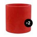 Set de 2 grands pots Cylindriques rouge, simple paroi, Vondom, Diamètre 80 x Hauteur 80 cm
