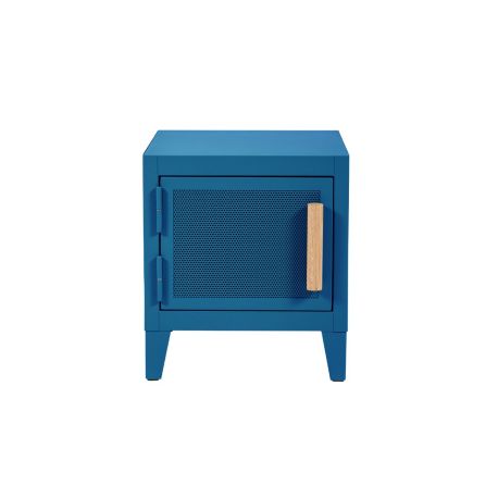 Table de chevet B1 H45 Slim perforé ouverture porte à gauche, Bleu océan, Tolix, 40x28xH45cm