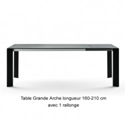 Table Grande Arche avec 1 rallonge, Fast noir Longueur 220/270 cm