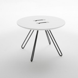 Table basse ronde Twine, Casamania blanc, structure noir, 50cm