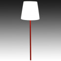 Lampe à planter Ali Baba Fiaccola, Slide Design abat jour blanc, pied rouge