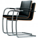 S60 Chaise en cuir, Thonet noir, structure chrome