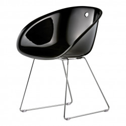 Gliss 921, fauteuil design, Pedrali noir, pieds chrome