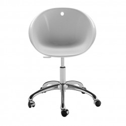 Gliss 960, fauteuil sur roulettes pivotant, Pedrali blanc, pied aluminium poli