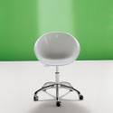 Gliss 960, fauteuil sur roulettes pivotant, Pedrali blanc, pied aluminium poli
