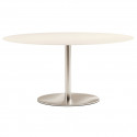 Inox Ellittico, table ovale, Pedrali blanc, pied chrome L180x110 cm
