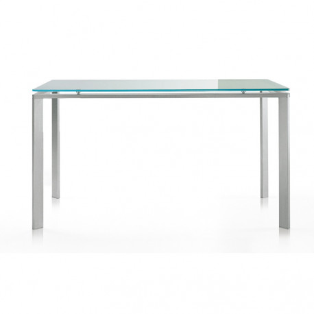 Logico, table rectangulaire, Pedrali, plateau en verre dépoli 80x90cm