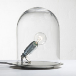 Lampe à poser Glow in a Dome, Ebb & Flow, transparent, base métal laiton, Diamètre 15,5 cm
