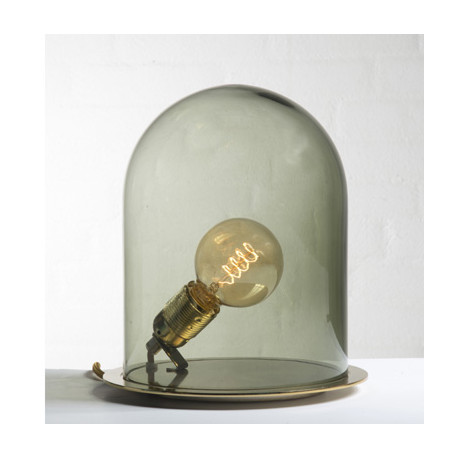 Lampe à poser Glow in a Dome, Ebb & Flow, vert olive, base métal argenté, Diamètre 15,5 cm