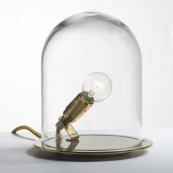 Lampe à poser Glow in a Dome, Ebb & Flow, transparent, base métal laiton Diamètre 20 cm