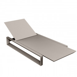 Chaise longue Frame taupe mat, avec coussin tissu Silvertex, Vondom