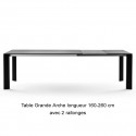 Table Grande Arche avec 2 rallonges, Fast noir Longueur 160/260 cm
