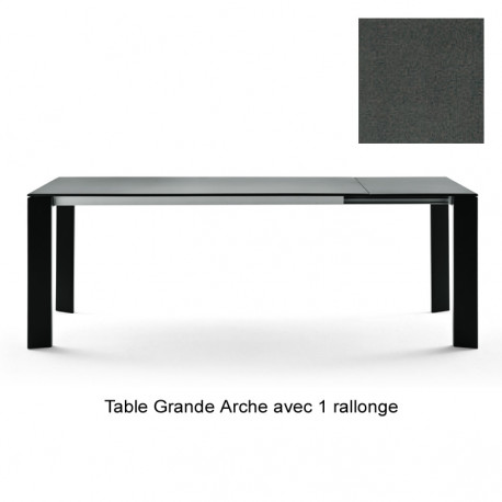 Table Grande Arche avec 2 rallonges, Fast gris métal Longueur 160/260 cm