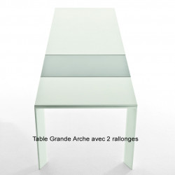 Table Grande Arche avec 2 rallonges, Fast blanc Longueur 220/320 cm