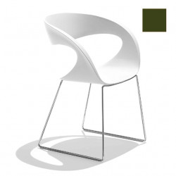 Chaise design Raff pieds doubles, Midj vert olive