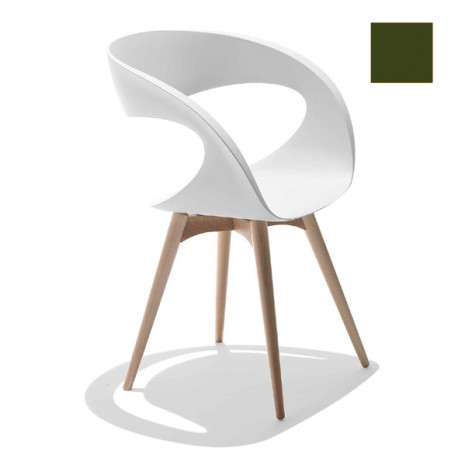 Chaise design Raff pieds bois, Midj vert olive