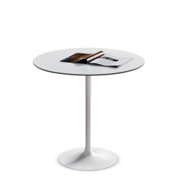 Table ronde Infinity, Midj plateau blanc, pied blanc Diamètre 60 cm