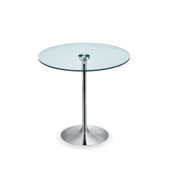 Table ronde Infinity, Midj plateau verre, pied chromé Diamètre 80 cm