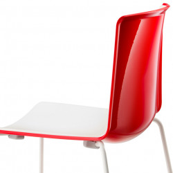 Lot de 4 chaises Tweet 897, Pedrali rouge et blanc, Pieds vernis