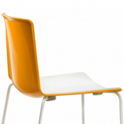 Lot de 4 chaises Tweet 897, Pedrali orange et blanc, Pieds vernis