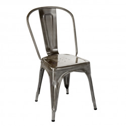 Set de 2 chaises A Inox Verni, Tolix gris lasure