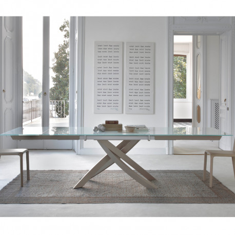 Table Sculptura en verre Extrawhite brillant 200x106 cm