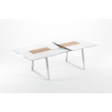 Table Extensible Extrados Medium Céramique blanc et Teck/Aluminium 182/242x110 cm