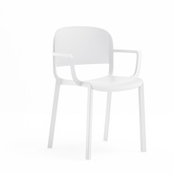 Lot de 4 fauteuils bistrot design, Dome 265 avec accoudoirs, Pedrali, blanc