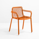 Lot de 2 chaises filaires avec accoudoirs, Nolita 3655, Pedrali, orange
