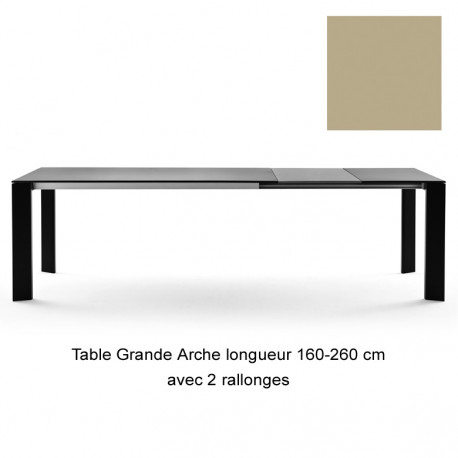Table Grande Arche avec 2 rallonges, Fast or perlé Longueur 220/320 cm