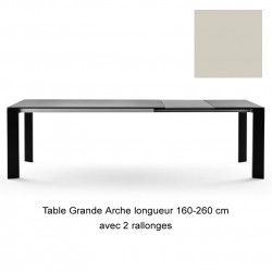 Table Grande Arche avec 2 rallonges, Fast gris poudré, Longueur 160/260 cm