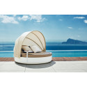 Lit de piscine design Ulm Daybed avec parasol, Vondom, coussin Silvertex blanc, 180x40cm