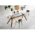 Table Zeus MT, Midj plateau bois avec rallonge, pieds acier 200/250/300 x 106 cm