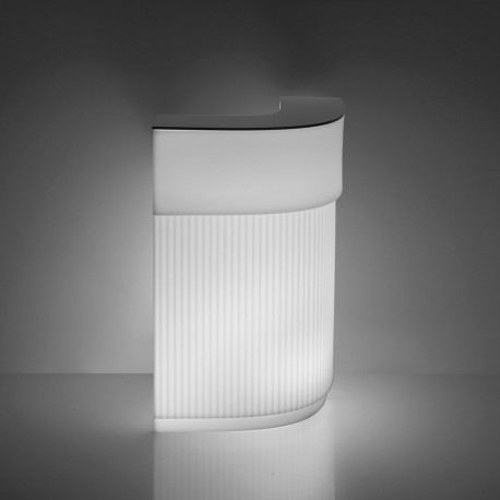 Bar Cordiale Corner lumineux, module d'angle, coloris blanc, Slide Design, L70 x P70 x H110 cm