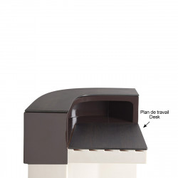 Plan de travail Cordiale Corner Desk, HPL effet bois wengé, pour module d'angle de bar Cordiale, Slide Design