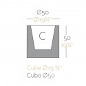 Pot Cube lumineux Leds Blancs, 50x50x50 cm, Vondom