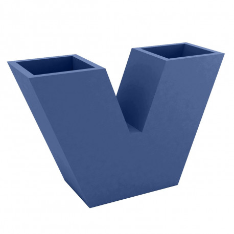 Pot de fleurs haut UVE, forme V 120x40xH80 cm, double paroi, Vondom bleu marine