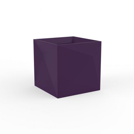 Pot Faz carré, design à facettes 40x40xH40 cm, Vondom violet prune