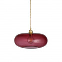 Luminaire suspension verre soufflé Horizon Rouge Rubis, diamètre 36 cm, Ebb & Flow, douille et câble dorés