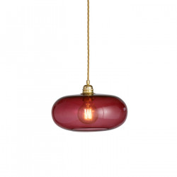 Suspension verre soufflé design Horizon Rouge Rubis, diamètre 29 cm, Ebb & Flow, douille et câble dorés