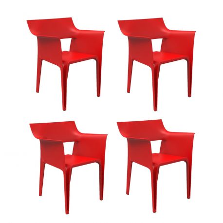 Lot de 4 chaises Pedrera, Vondom rouge