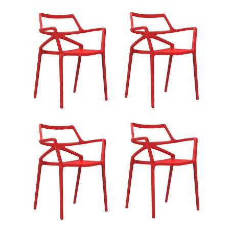 Lot de 4 chaises Delta, Vondom rouge