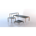 Table basse Frame Aluminium 100x100xH32 cm, Vondom, blanc, bords noirs