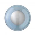 Applique et plafonnier bulle de verre soufflé Horizon Bleu Topaze, diamètre 21 cm, Ebb & Flow, centre métal argenté