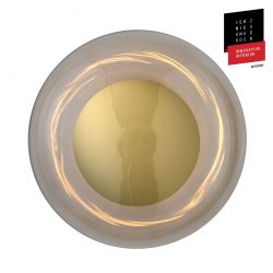 Applique plafonnier verre soufflé Horizon Marron glacé, diamètre 29 cm, Ebb & Flow, centre métal doré