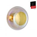 Applique plafonnier verre soufflé Horizon Nacré Caméléon, diamètre 29 cm, Ebb & Flow, centre métal doré