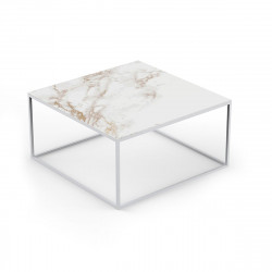 Table basse carrée Suave 80x80xH40cm, Vondom, Dekton Entzo blanc et pieds blancs