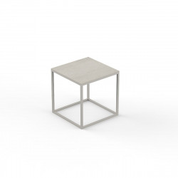 Petite table basse carrée Pixel 40x40xH25cm, Vondom, Dekton Danae écru et pieds écru