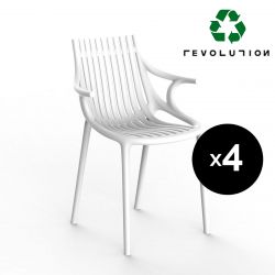 Lot de 4 Chaises Ibiza Revolution®, en plastique recyclé avec accoudoirs, Vondom blanc Milos 4023