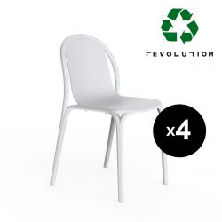 Lot de 4 chaises Brooklyn Revolution® en plastique recyclé, Vondom blanc Milos 4023